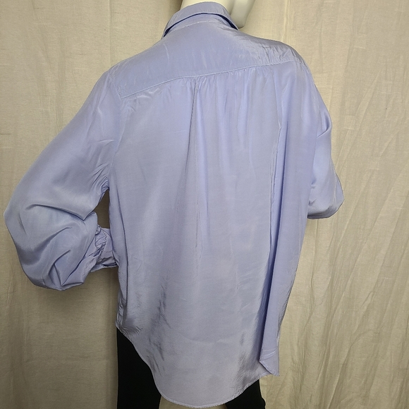 En Thread Womens Periwinkle Blue Business Professional Viscose Button-Down Shirt - Picture 5 of 13